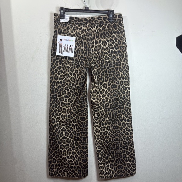 (Q) NWT TELEPATHY -Leopard Print Low Rise Wide Leg Jeans in BrownWomen's,Sz 5/27 - Picture 6 of 12